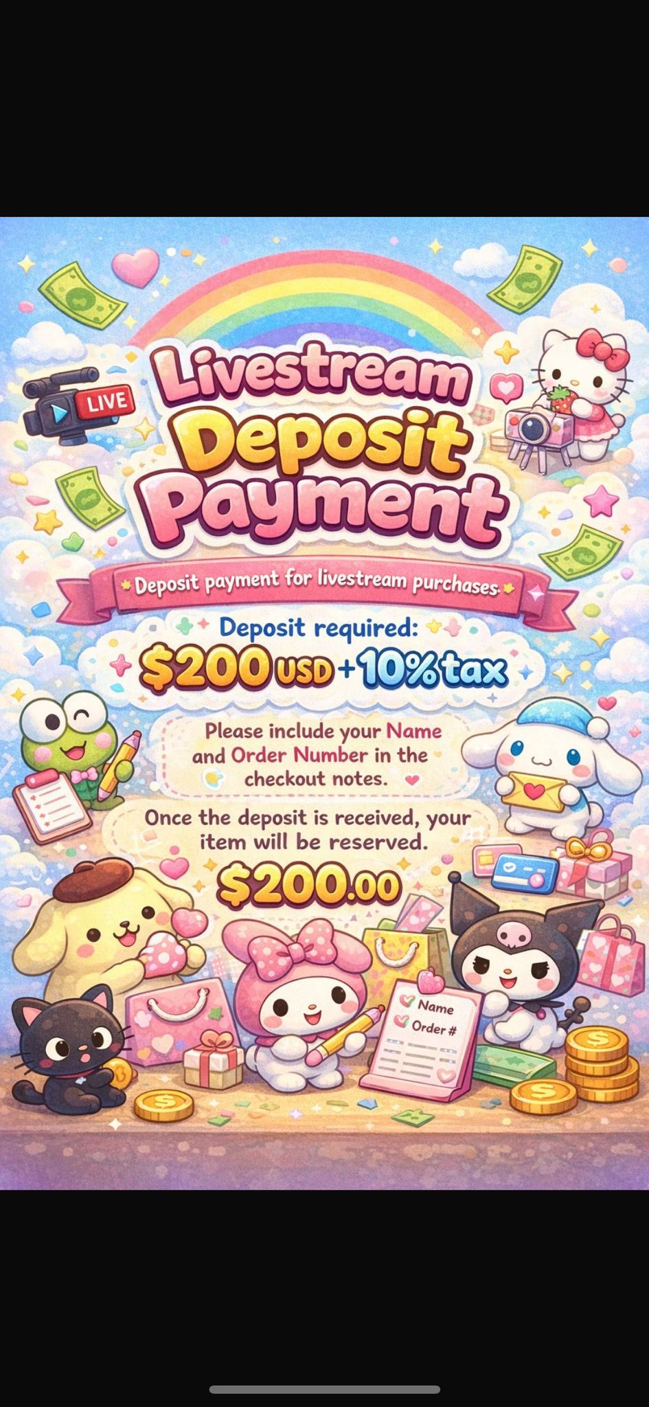 Livestream Deposit Payment